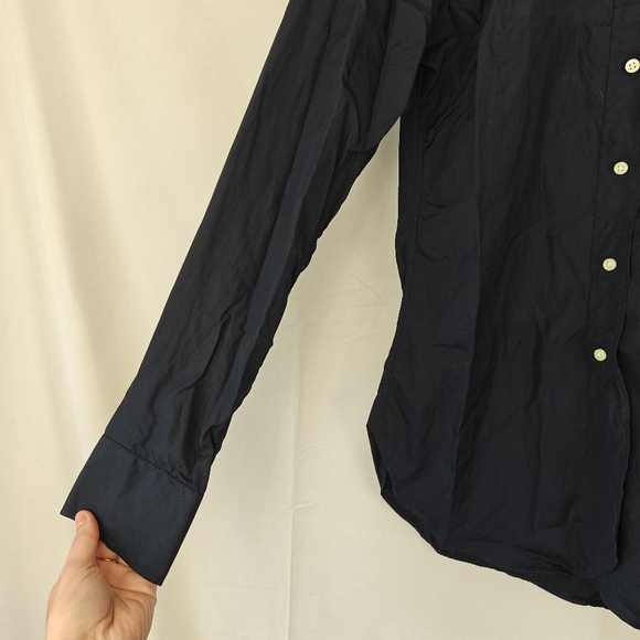 Ann Mashburn Button Up Boyfriend ShirtIn Navy Poplin Size Small Women's - Picture 12 of 16